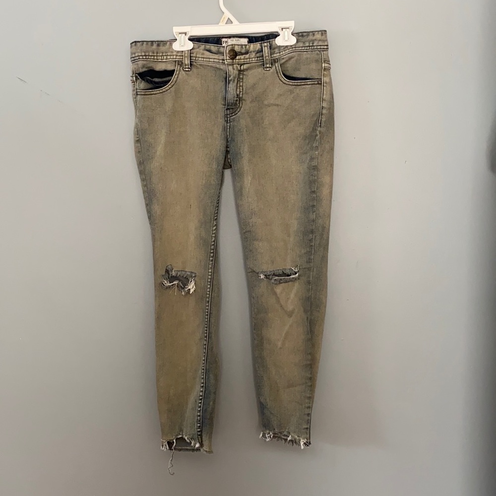 Free People Destroyed Low Rise Skinny Jeans